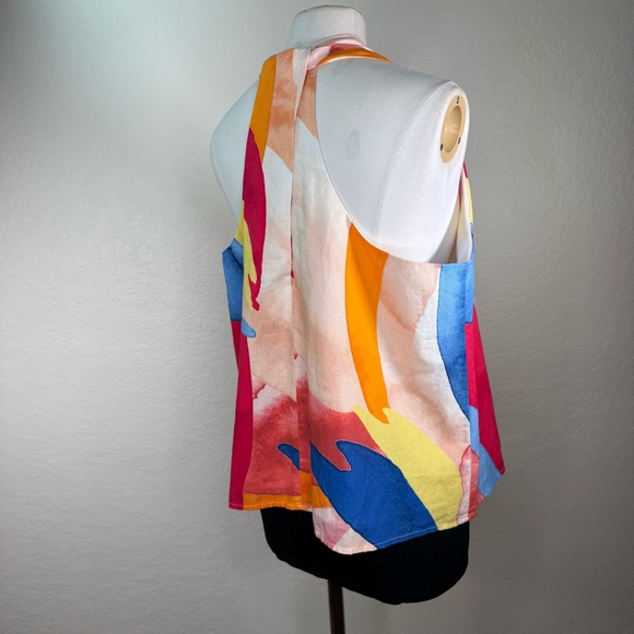 NEW NWT Banana Republic Brush Stroke Linen Blend Sleeveless Top Blouse LARGE - Picture 6 of 16